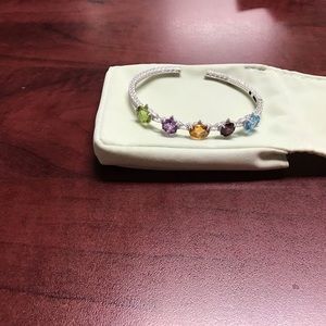 Judith Ripka Sterling Silver and  Gemstone Cuff Bracelet